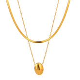 Double Layer Chain Oval Pendant Necklace