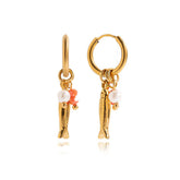 Imitation Pearl&Fish Dangle Earrings