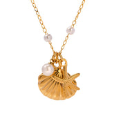 Ocean Style Shell&Starfish Pendant Necklace