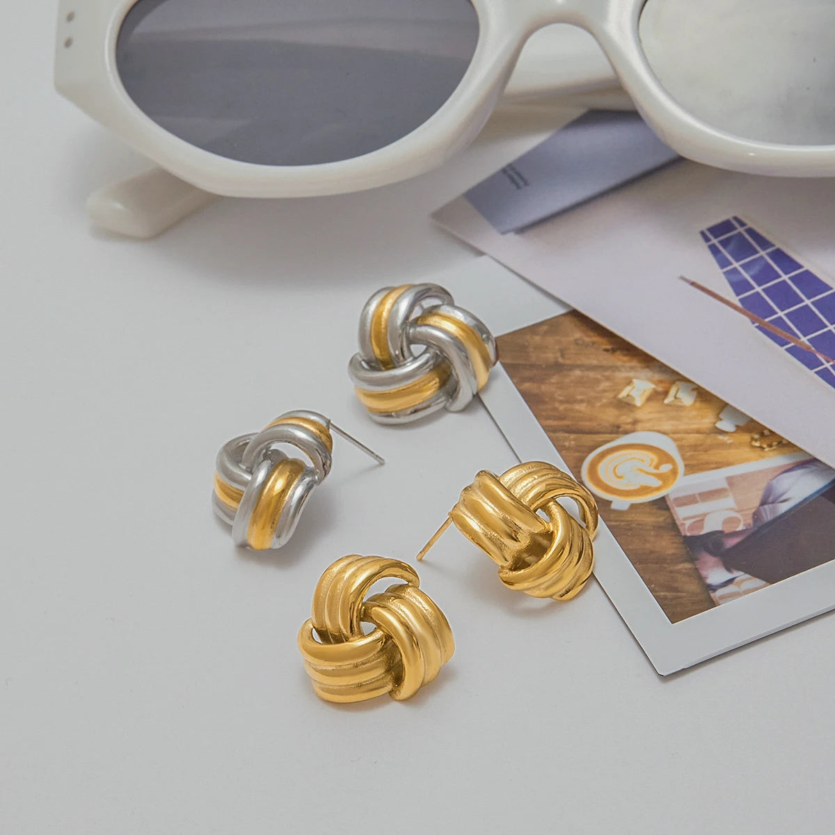 Triple Wrap Stud Earrings