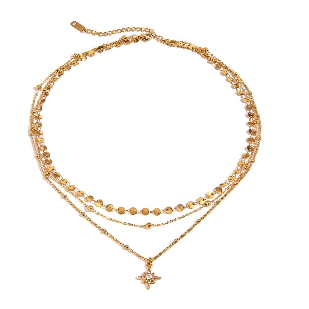 Star Layered Chain Pendant Necklace