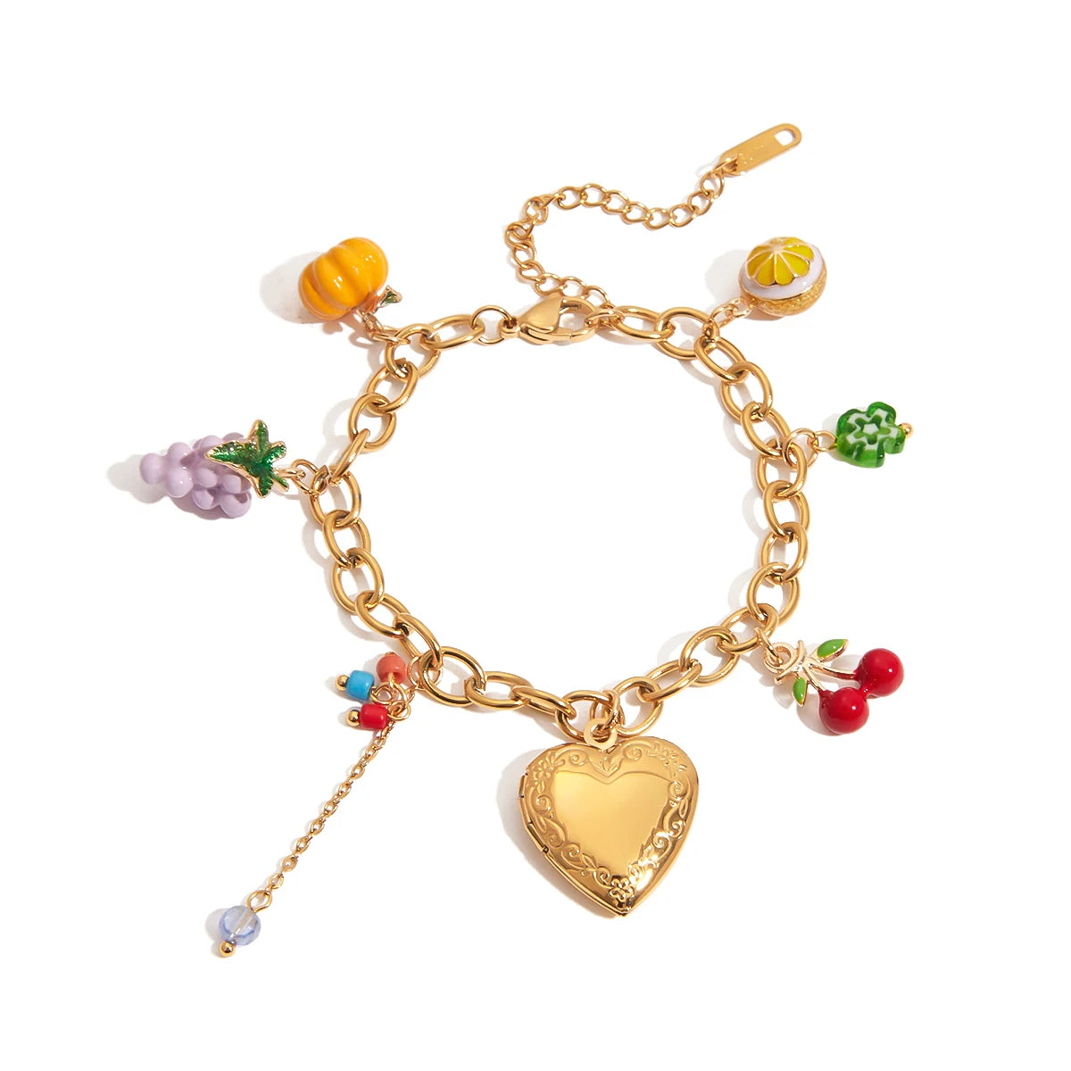 Fruit Cherry Charms Pendant Bracelet