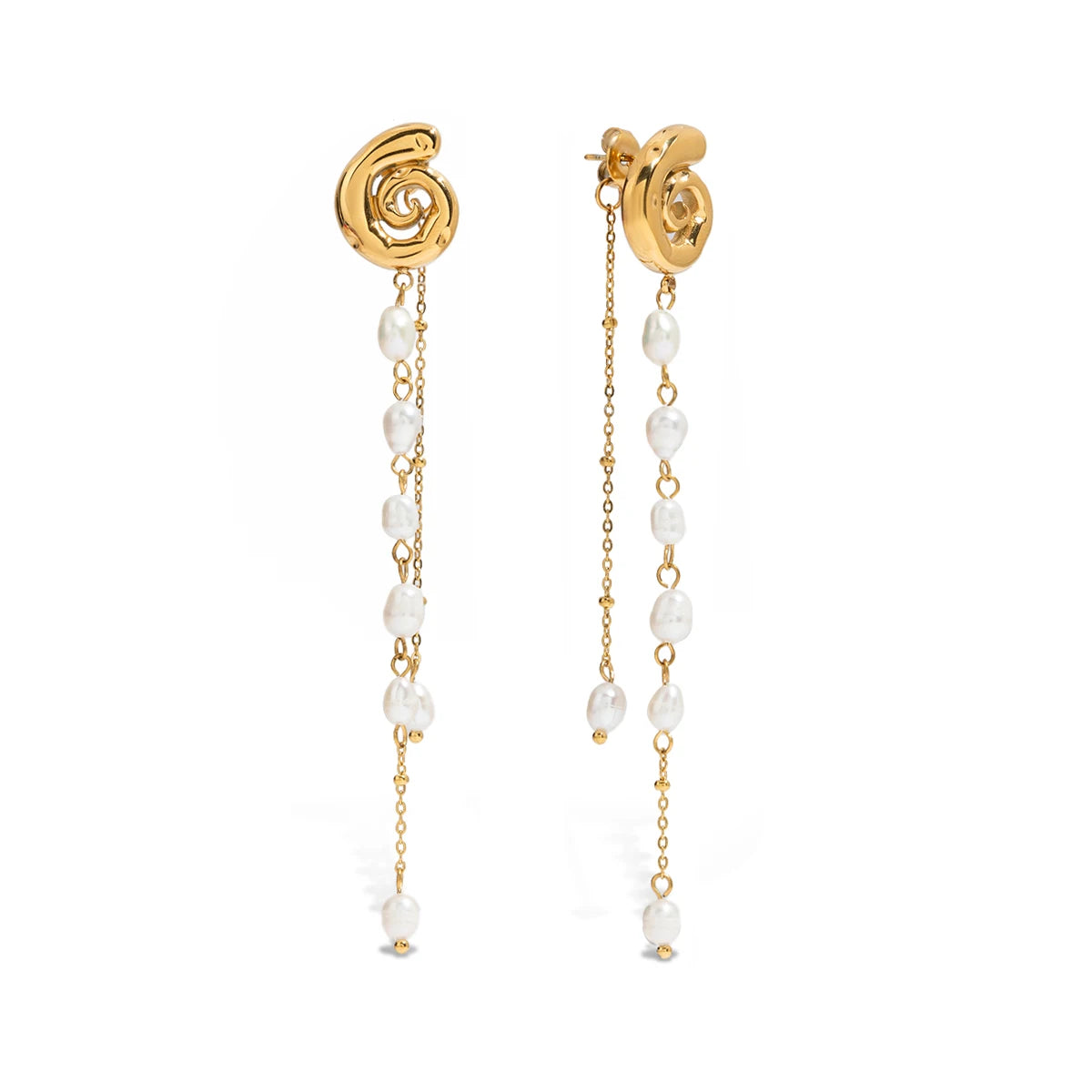 Tassel Long&Freshwater Pearls Hanging Drop Earrings