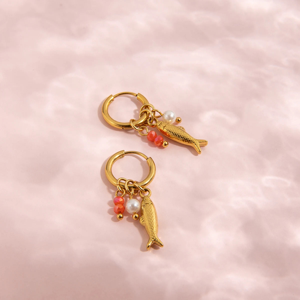 Imitation Pearl&Fish Dangle Earrings