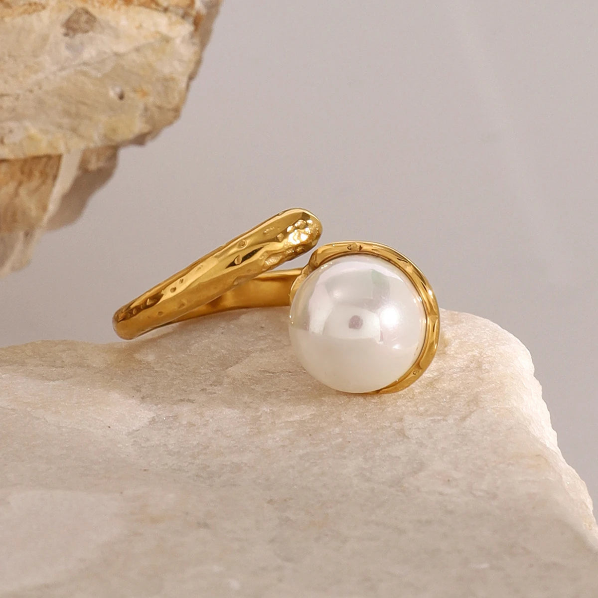 Shell&Hammer Pattern Open Ring
