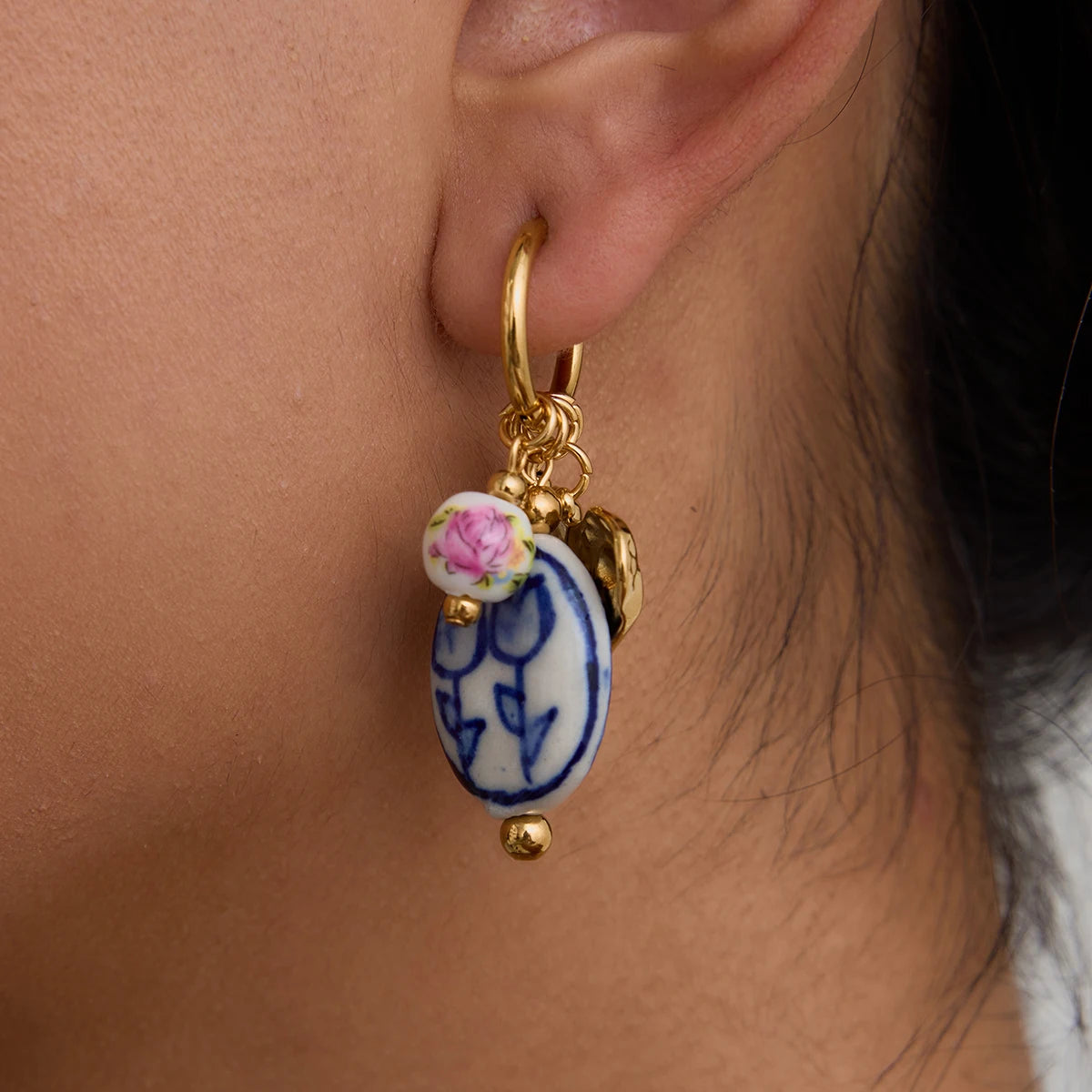Ceramics Tulip Pendant Drop Earrings