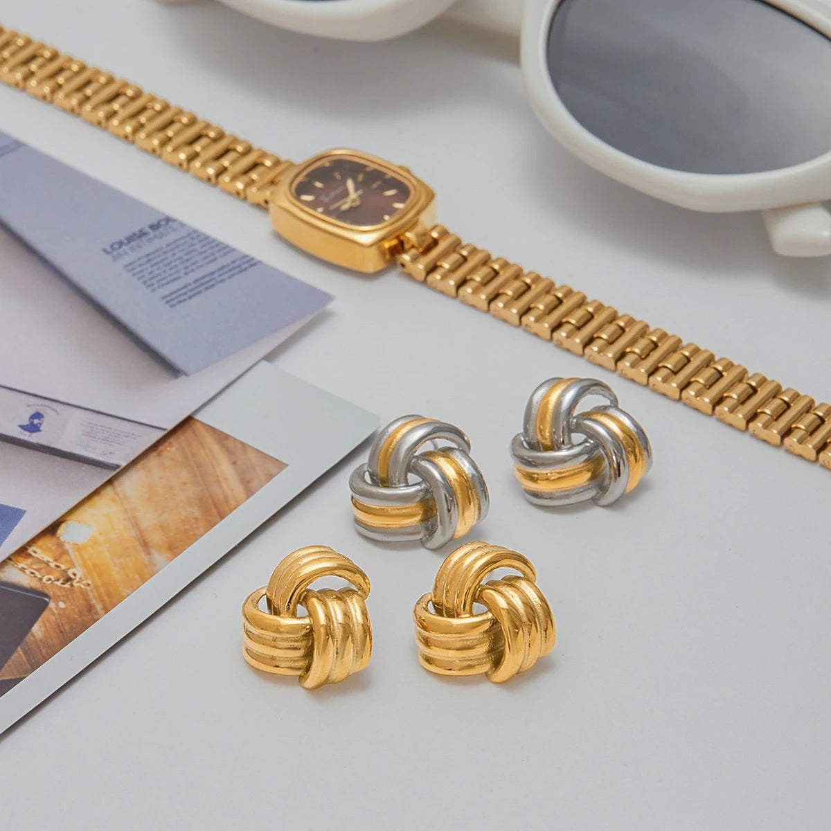 Triple Wrap Stud Earrings