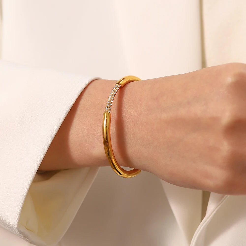 White Rhinestone Cuff Bracelet