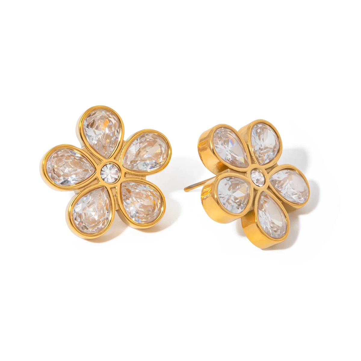 Flower Zirconia Stud  Earrings