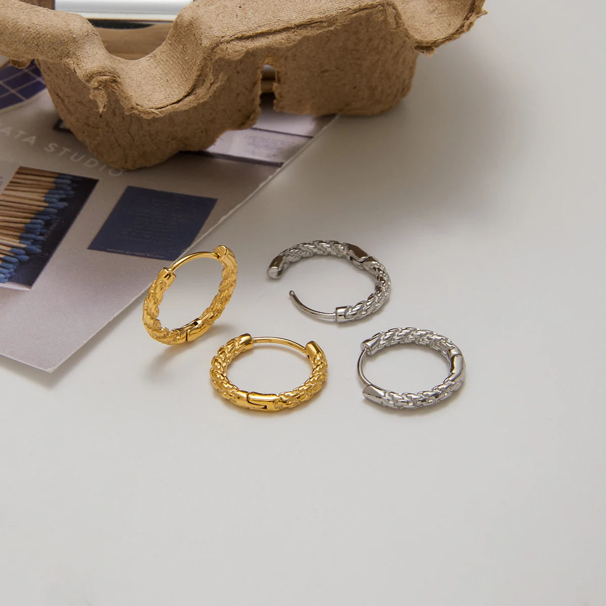 Minimalist Hammered Hoop Earrings