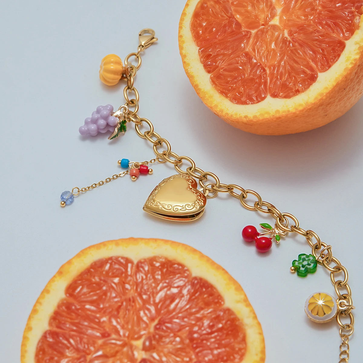Fruit Cherry Charms Pendant Bracelet