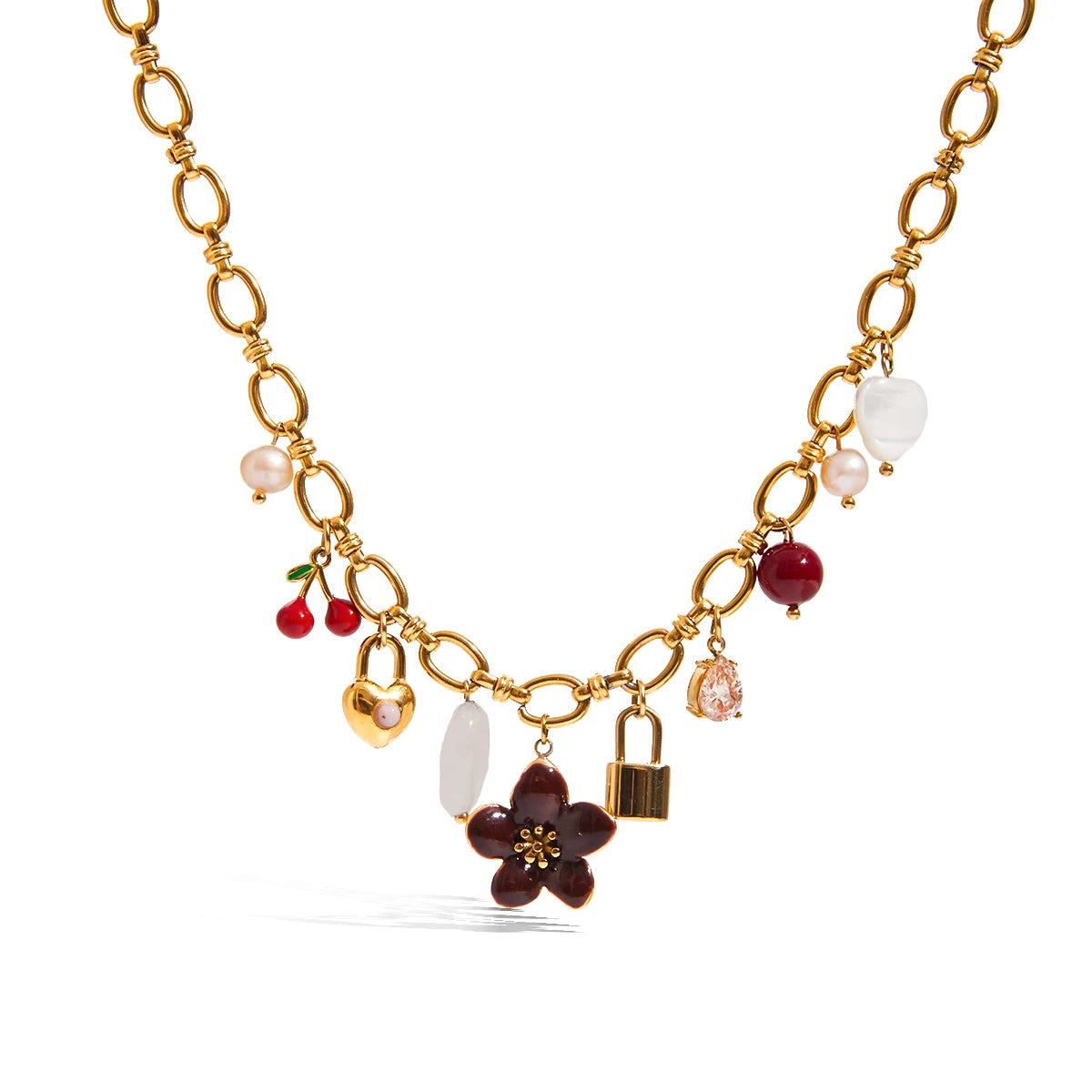 Love Lock Freshwater Pearl Pendant Necklace