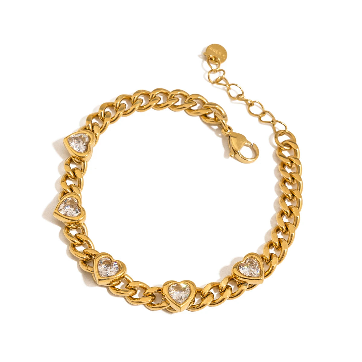 Heart Zirconia Chain Bracelet