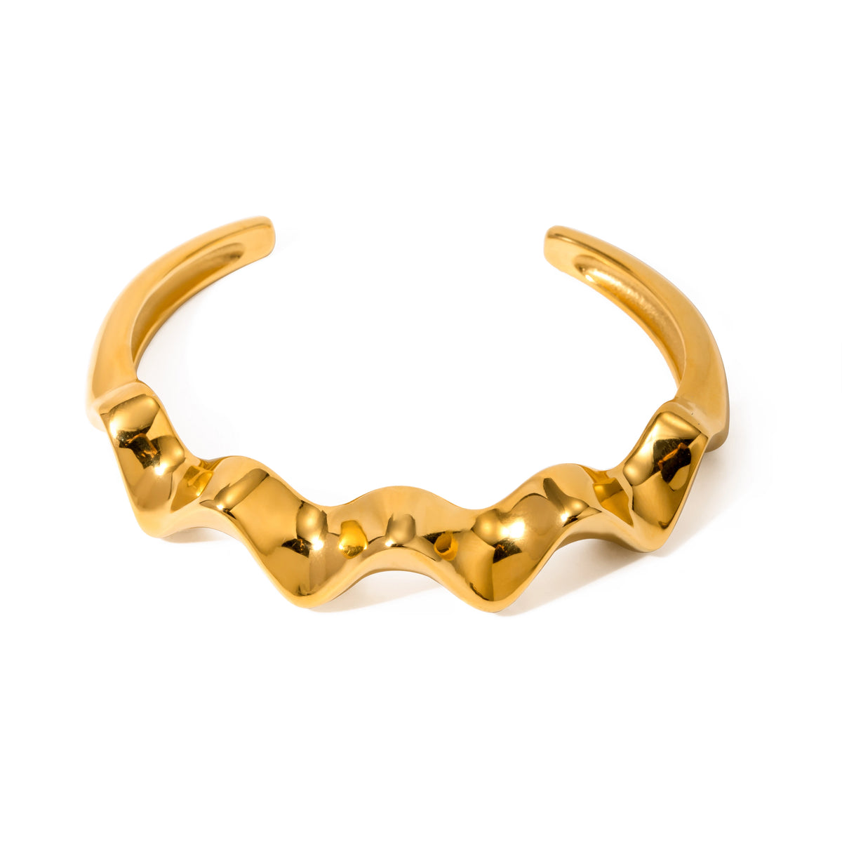 Chunky Wave Opening Bangle Bracelet
