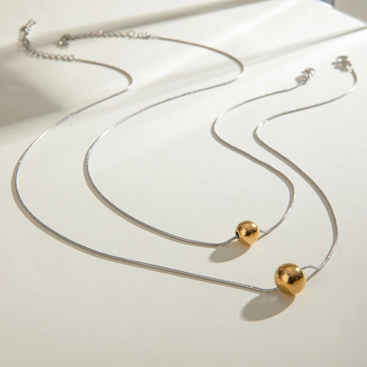 Bead Pendant Double Layer Chain