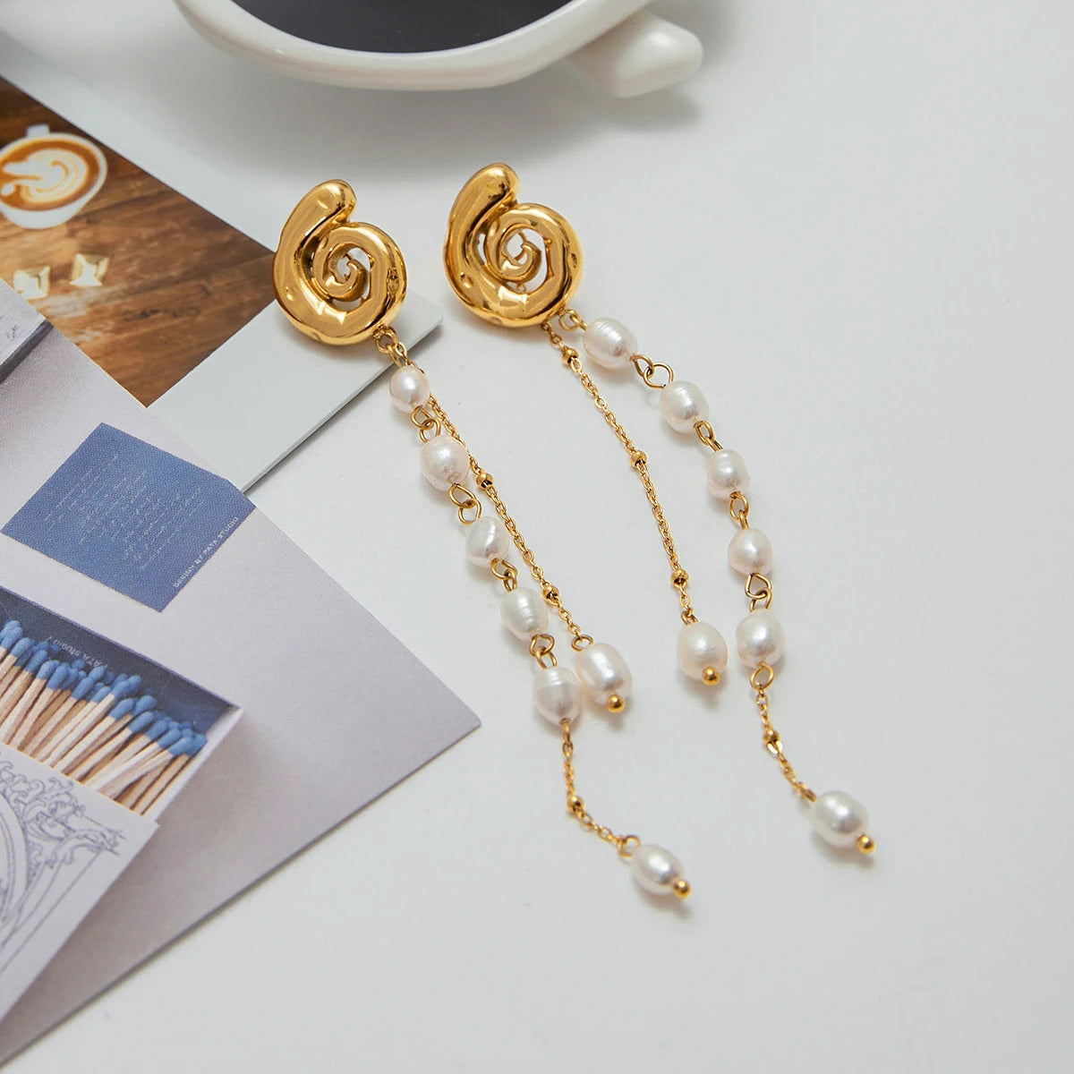 Tassel Long&Freshwater Pearls Hanging Drop Earrings