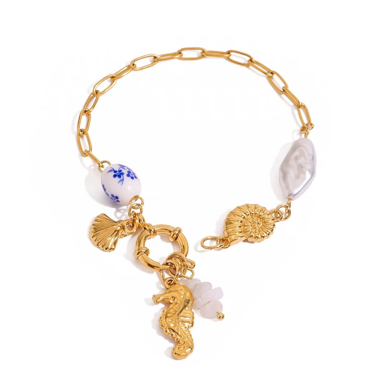Ocean Shells&Pearl Charm Bracelet