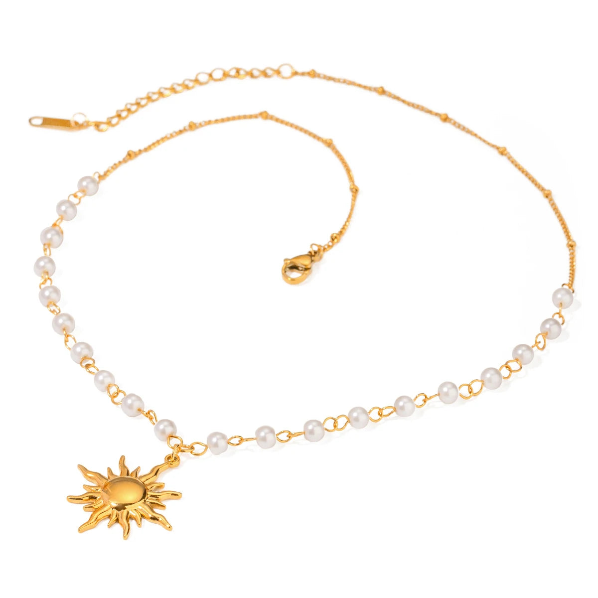 Sun&Pearl Cascade – Flow of classic pearls Pendant Necklace E
