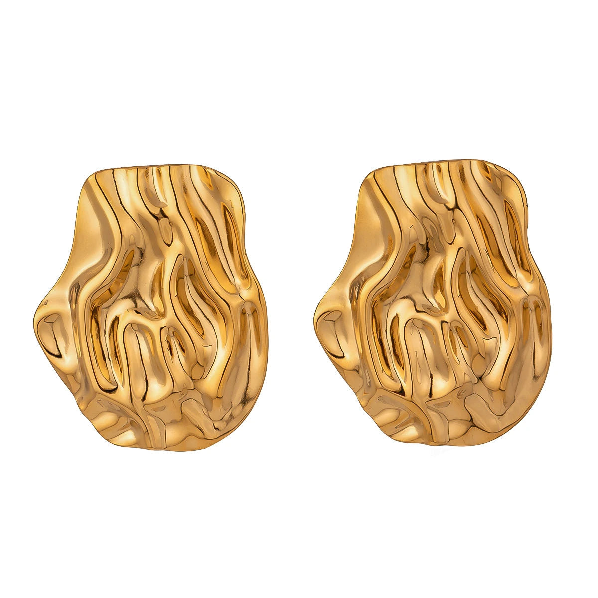 Hammered Geometric Big Stud Earrings