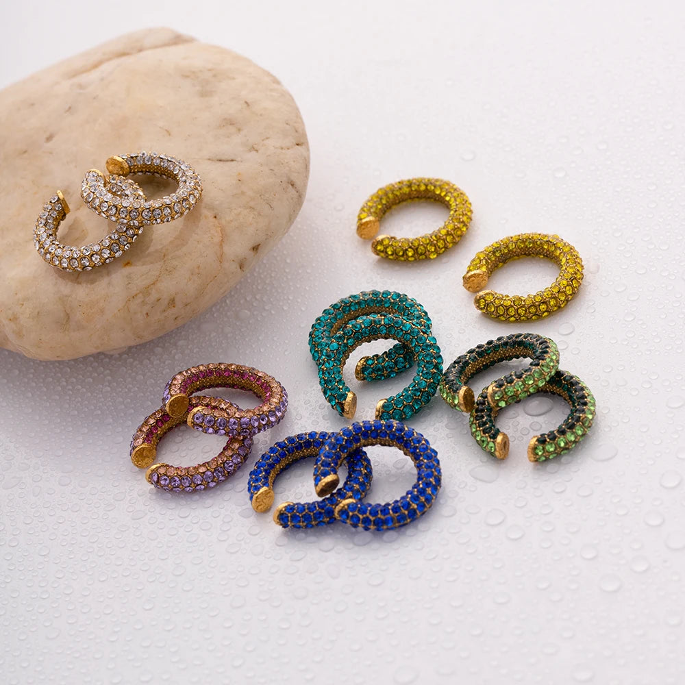 Color Rhinestones C-Ring Ear Cuffs