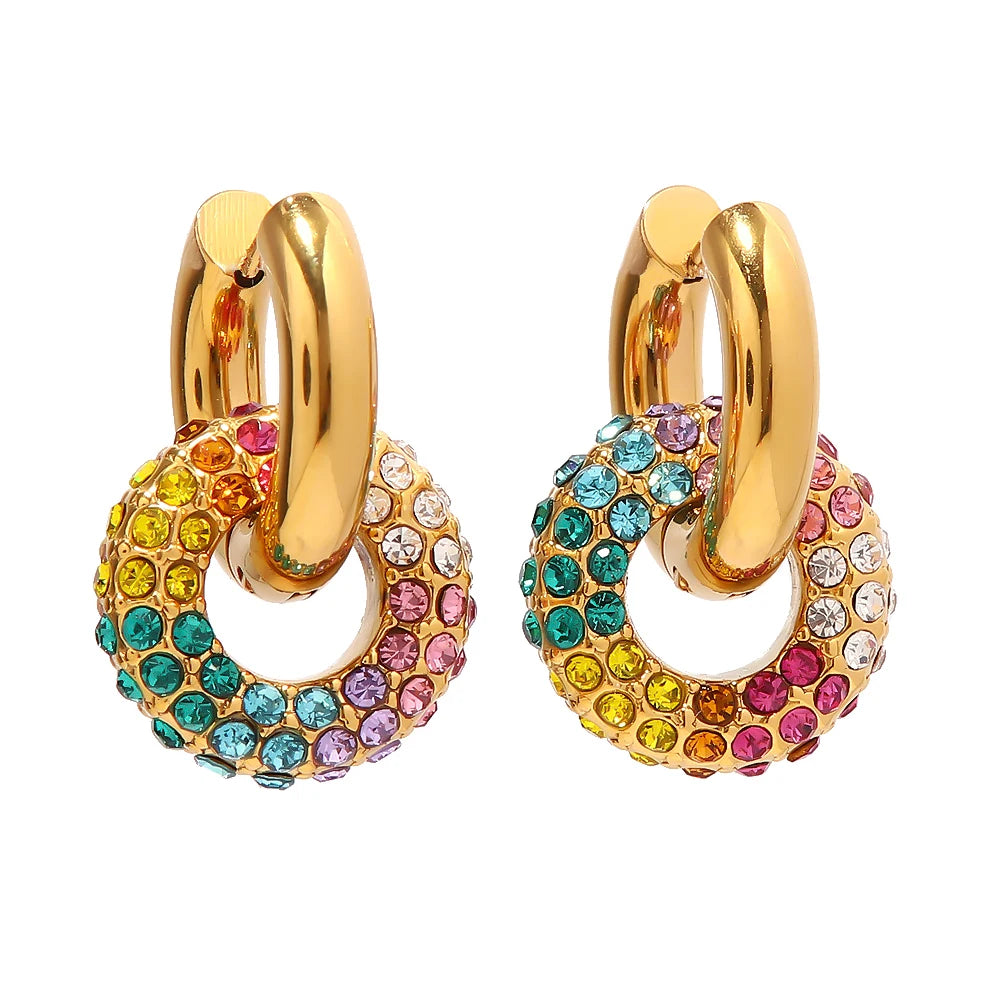 Floral-toned shimmer Donut Earrings