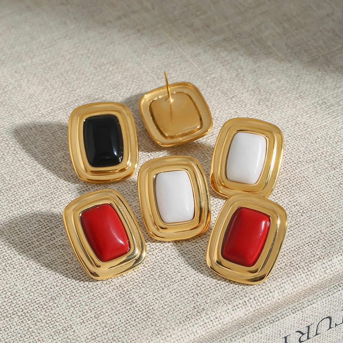 Agate Geometric Square Drop Earrings