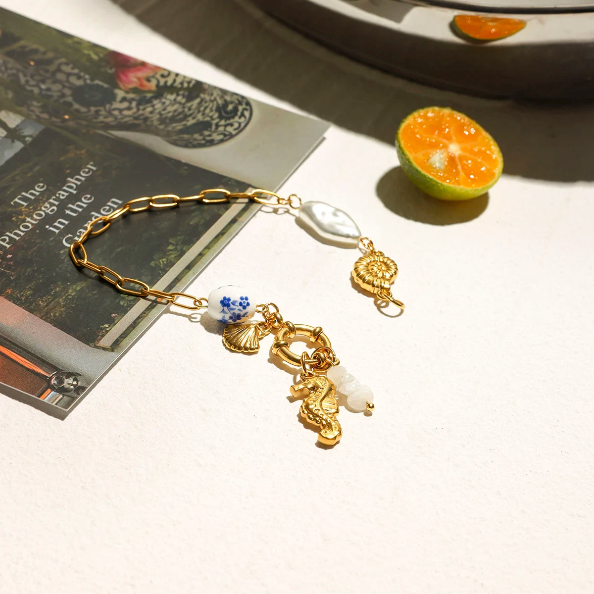 Ocean Shells&Pearl Charm Bracelet