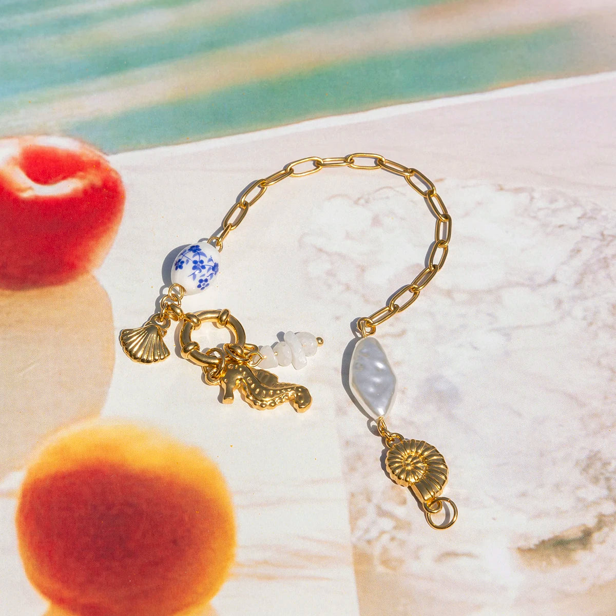 Ocean Shells&Pearl Charm Bracelet