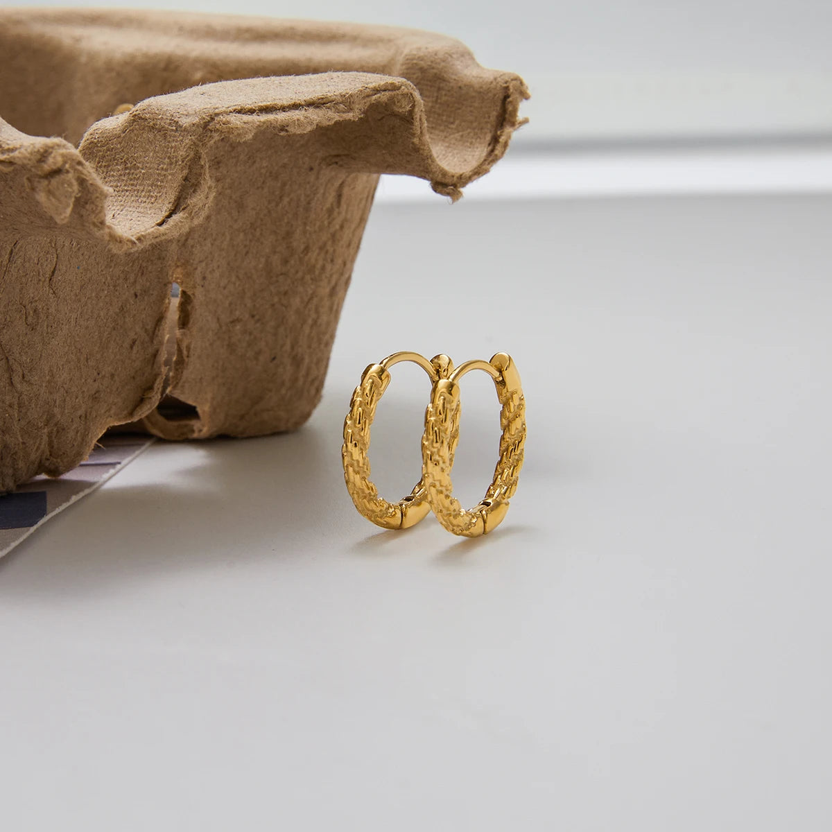 Minimalist Hammered Hoop Earrings