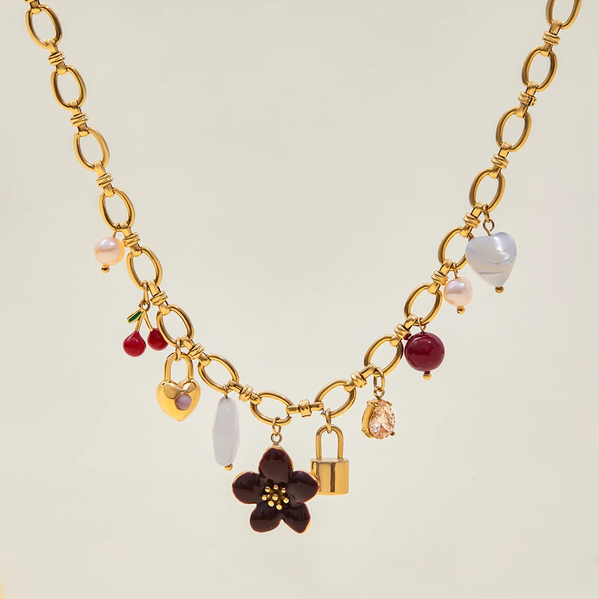 Love Lock Freshwater Pearl Pendant Necklace