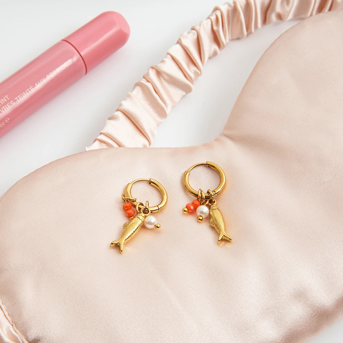 Imitation Pearl&Fish Dangle Earrings