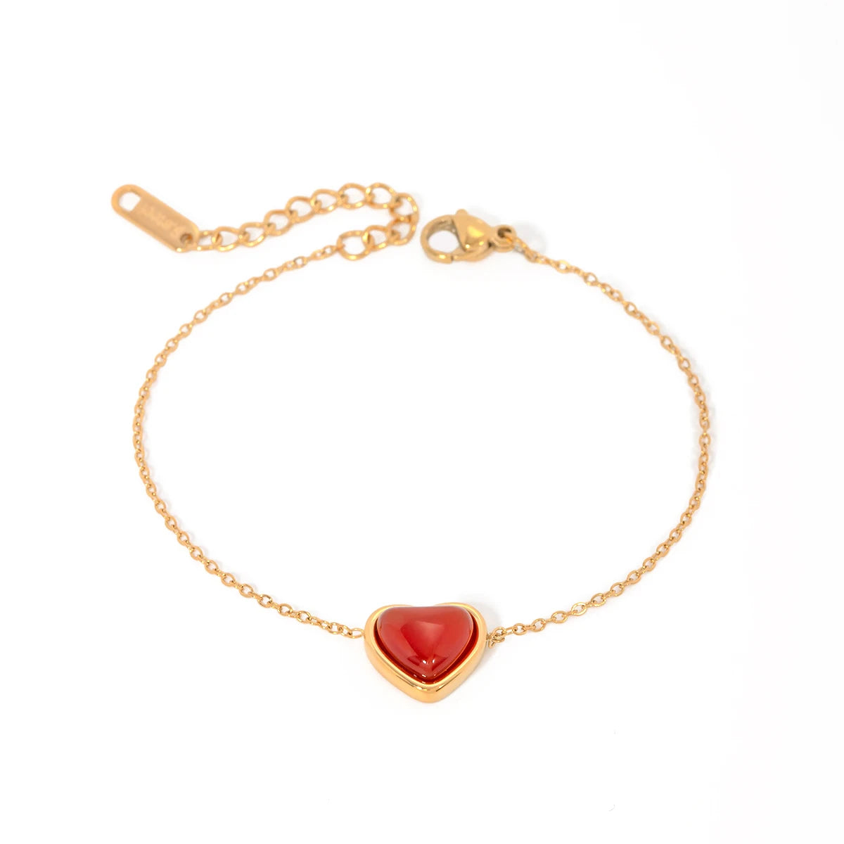 Inlaid Red Agate Heart Bracelet