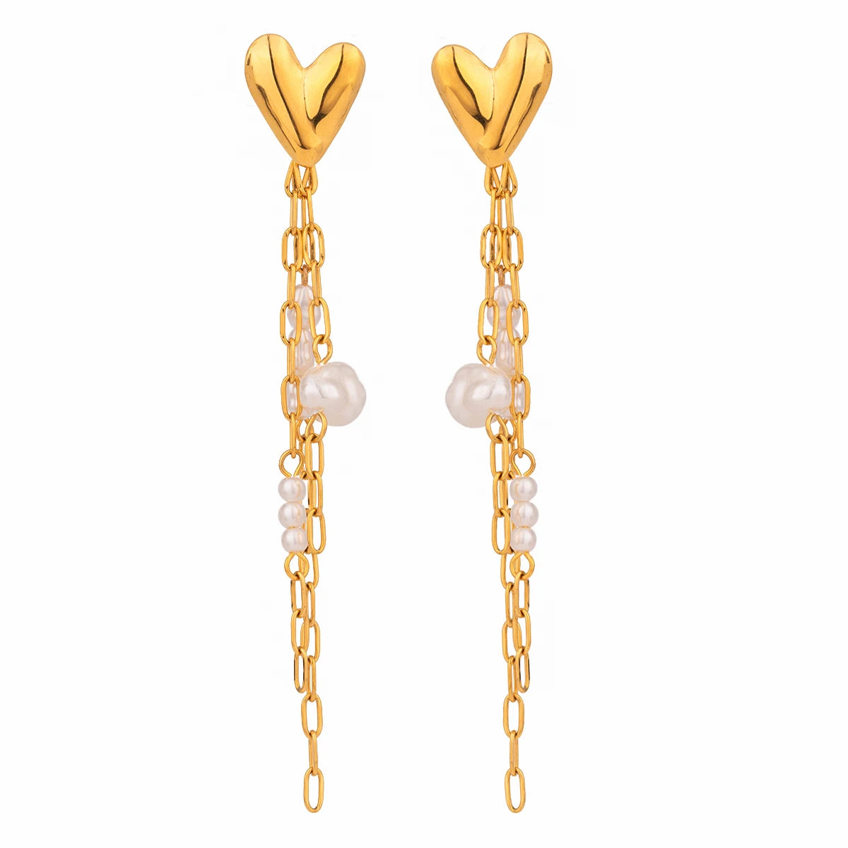 Heart&Pearl Tassel Earrings