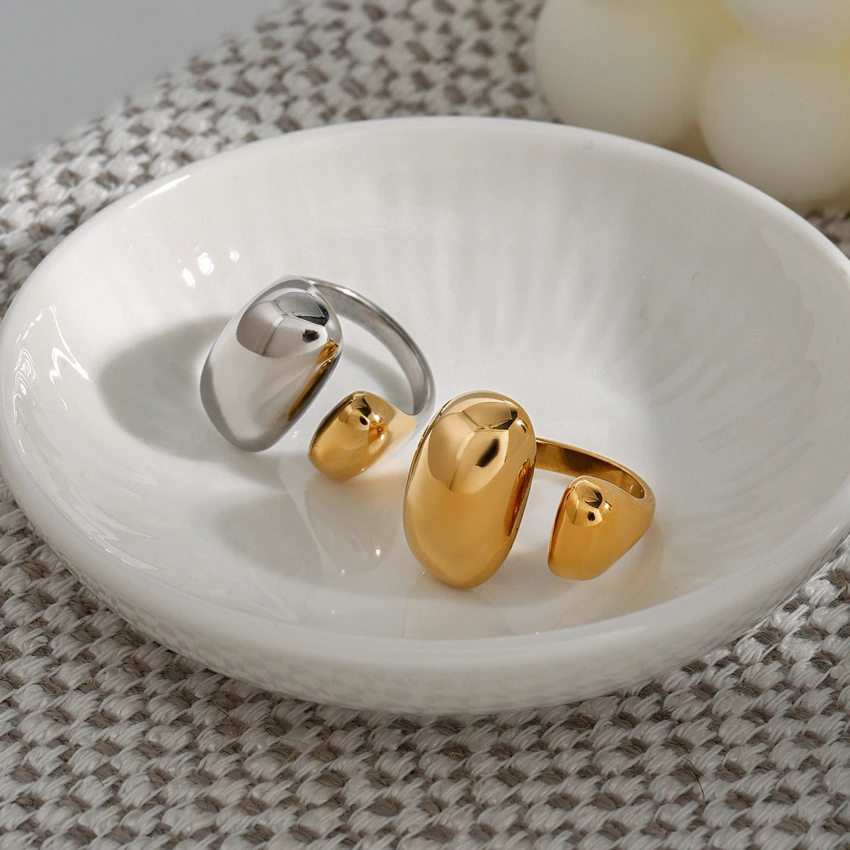 Gold&Silver Smooth Circle Opening Ring