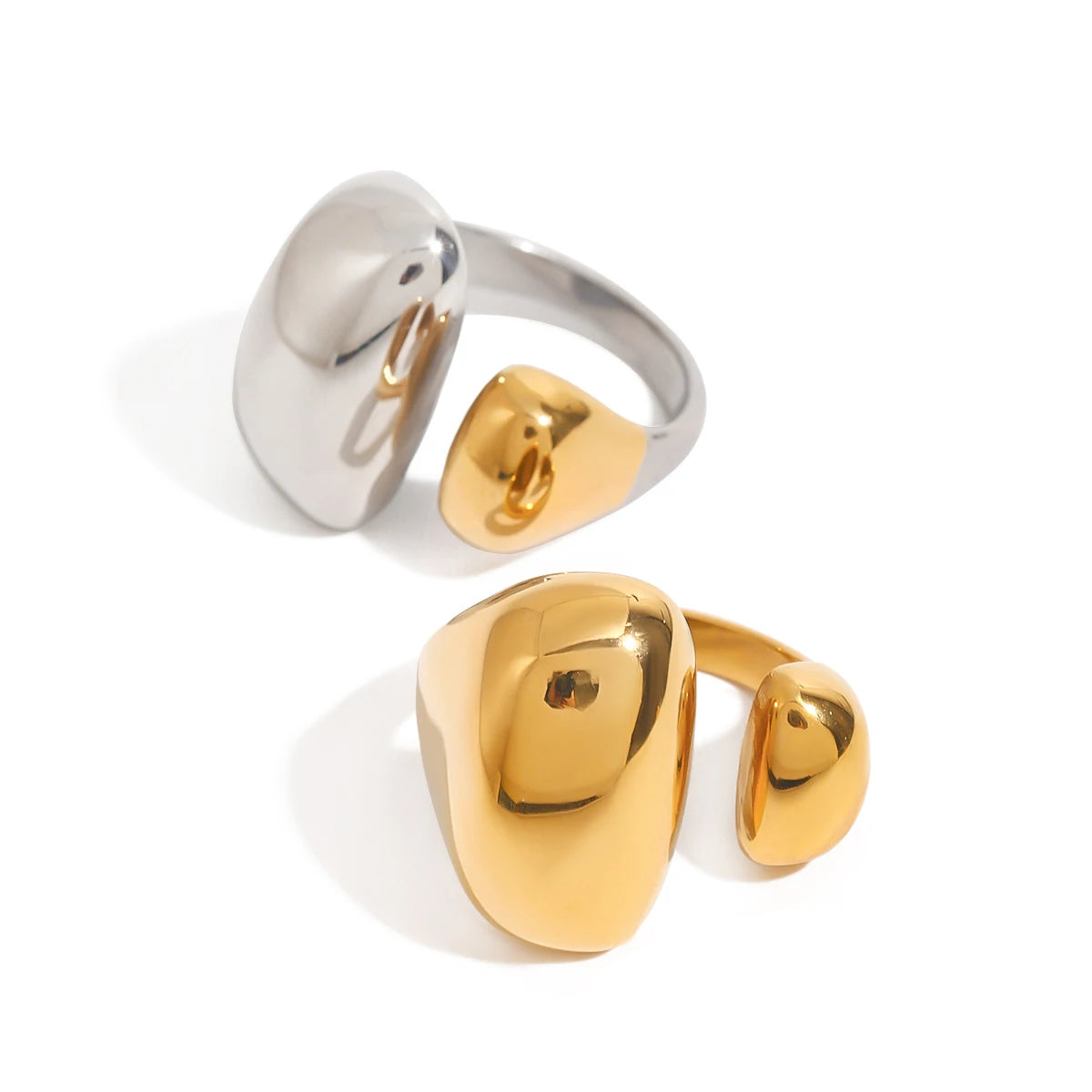 Gold&Silver Smooth Circle Opening Ring