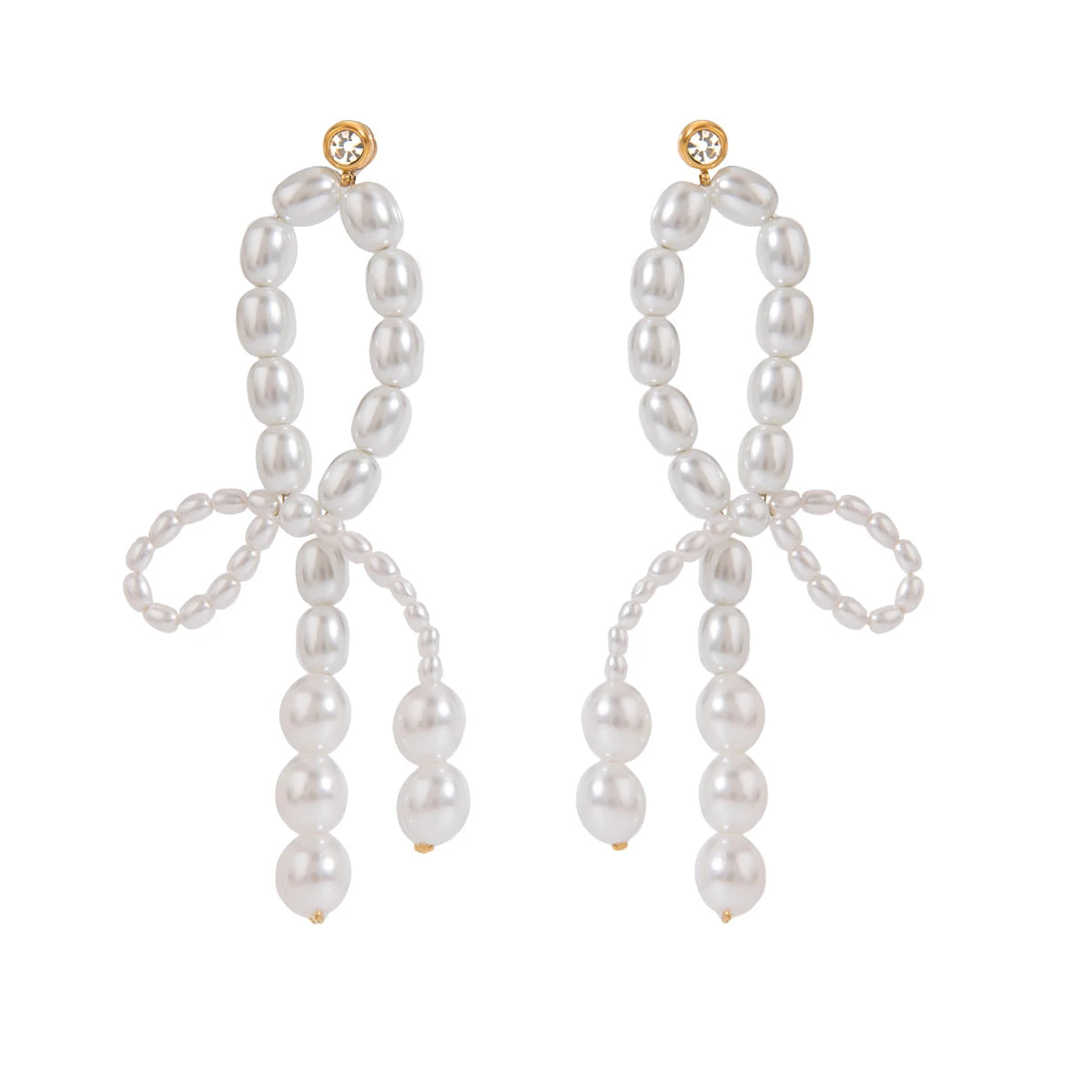 Irregular Faux Pearl Bow Drop Earrings