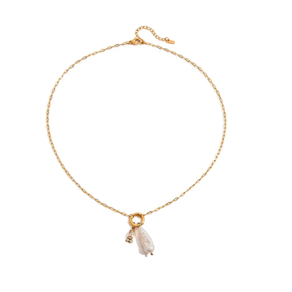Natural Pearls And Color Zirconia Pendant Necklace