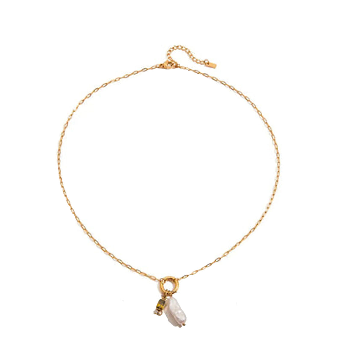 Natural Pearls And Color Zirconia Pendant Necklace