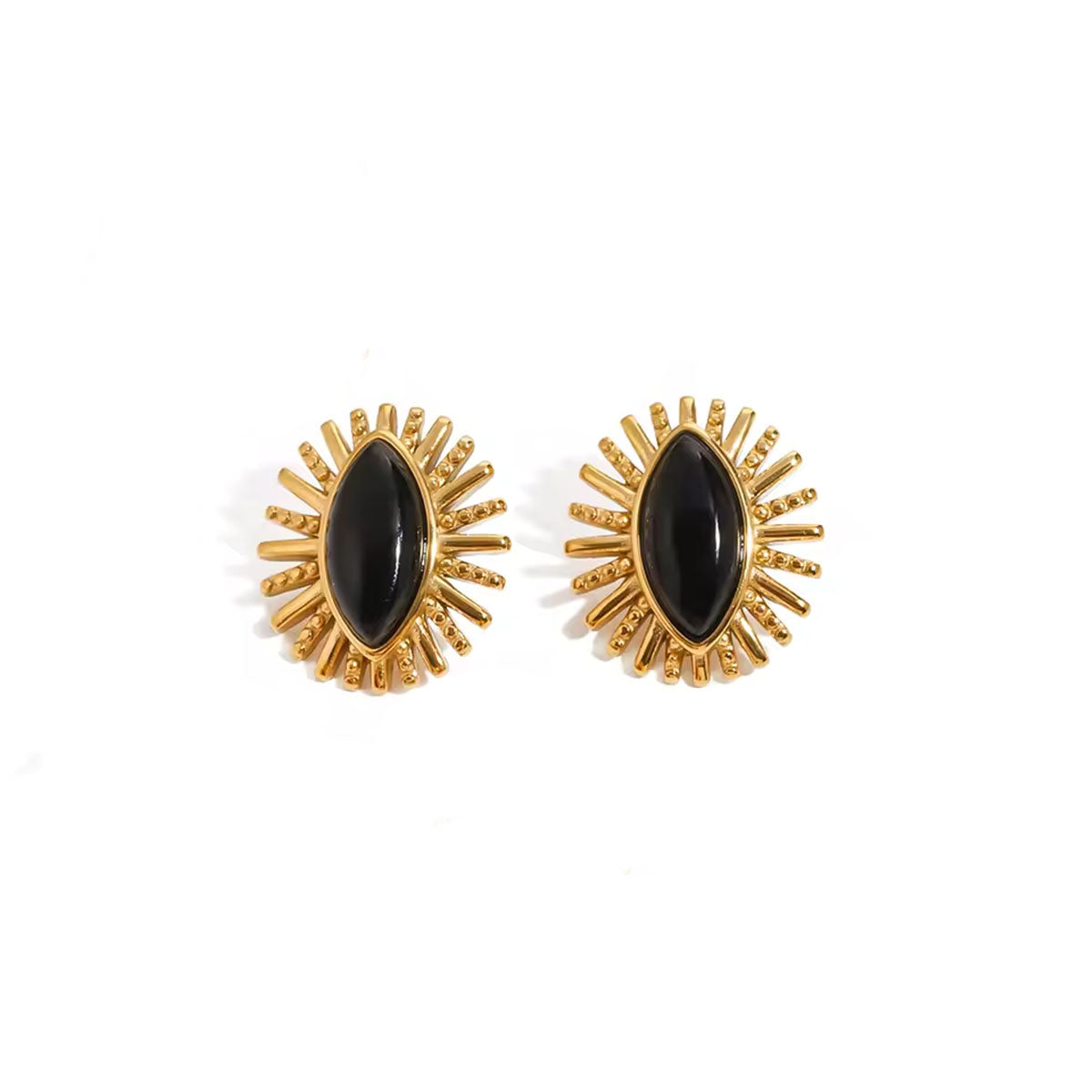 Vintage Oval Agate Stone Earrings