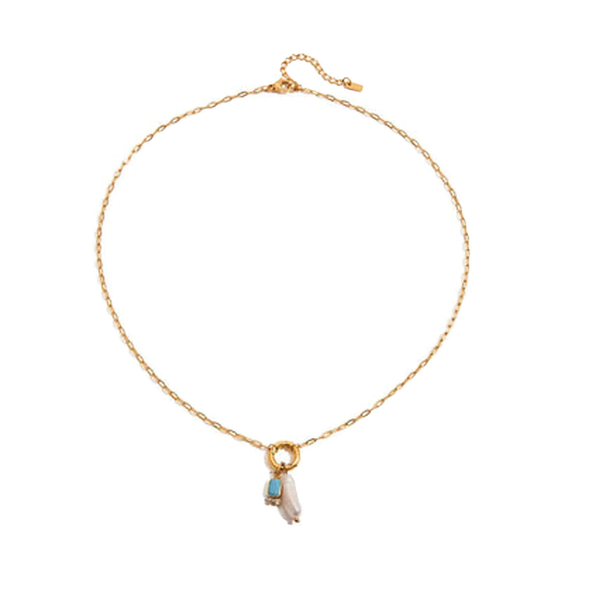 Natural Pearls And Color Zirconia Pendant Necklace