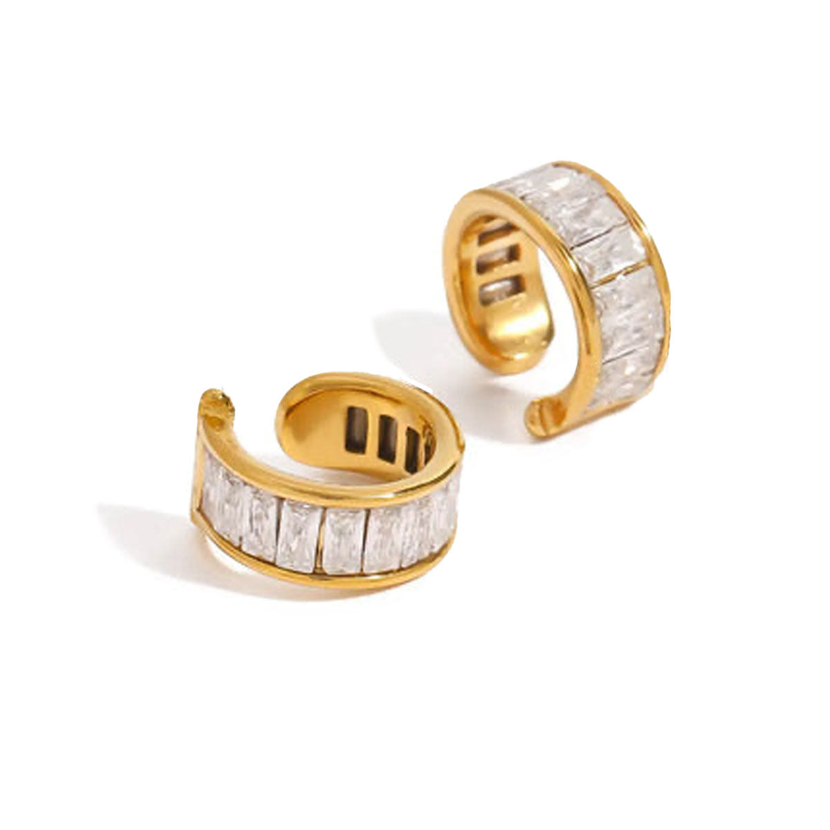 Zirconia Geometric C-Shape Cuff Earrings