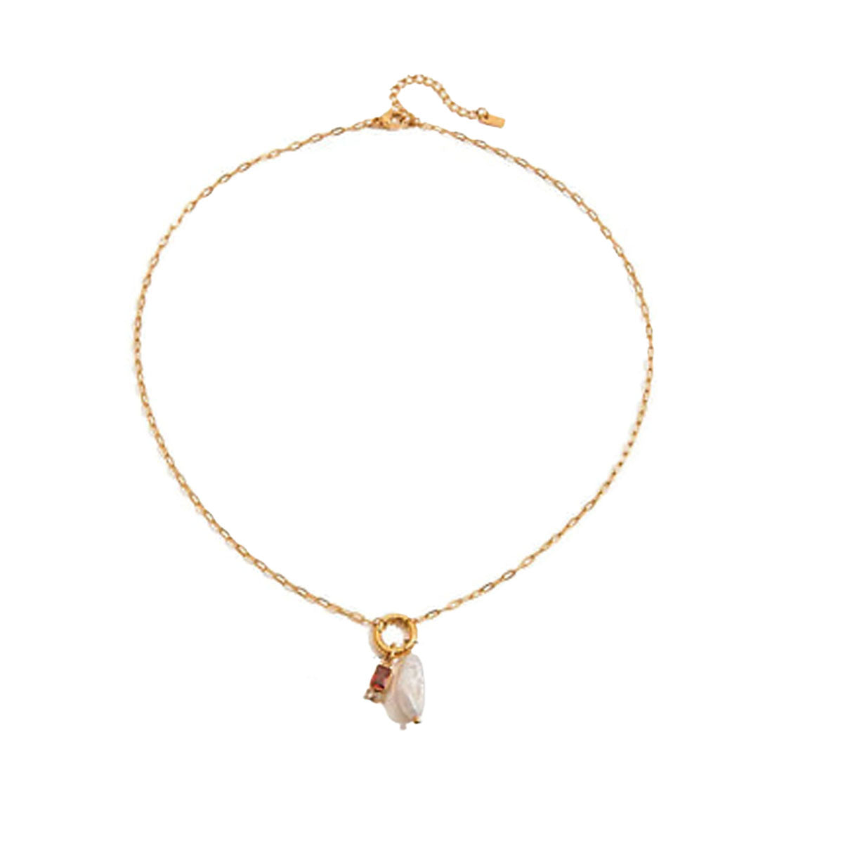 Natural Pearls And Color Zirconia Pendant Necklace