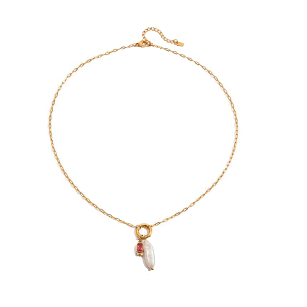 Natural Pearls And Color Zirconia Pendant Necklace