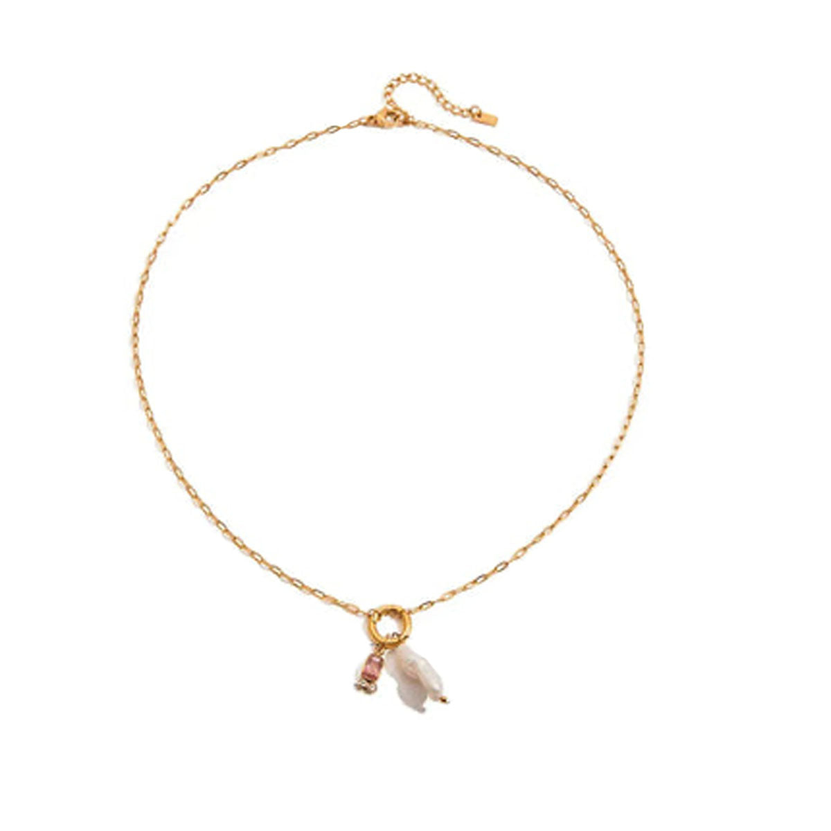 Natural Pearls And Color Zirconia Pendant Necklace