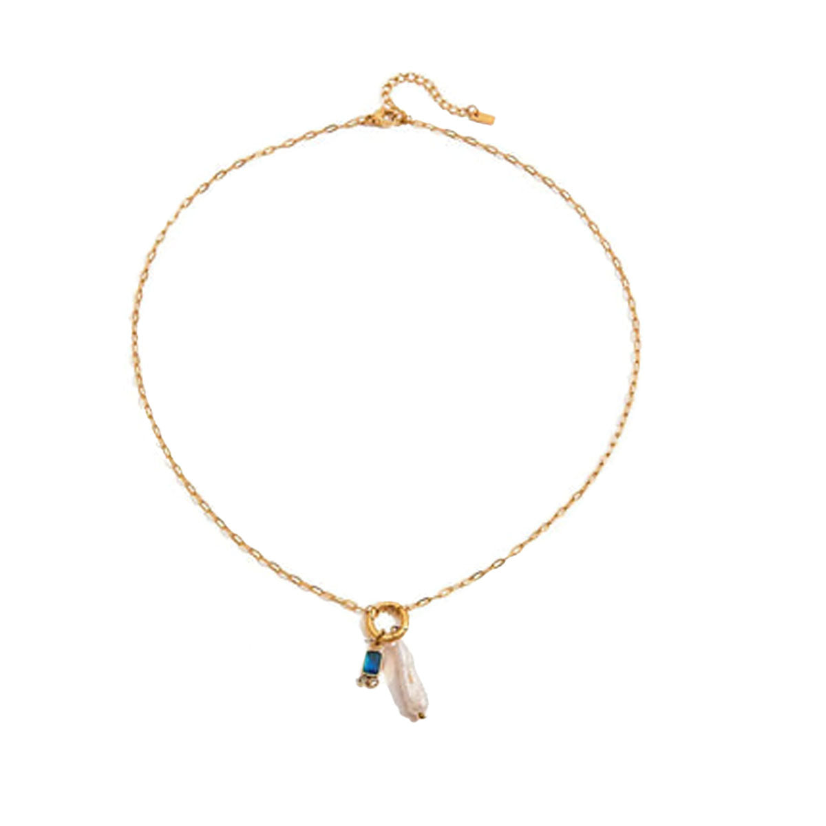 Natural Pearls And Color Zirconia Pendant Necklace