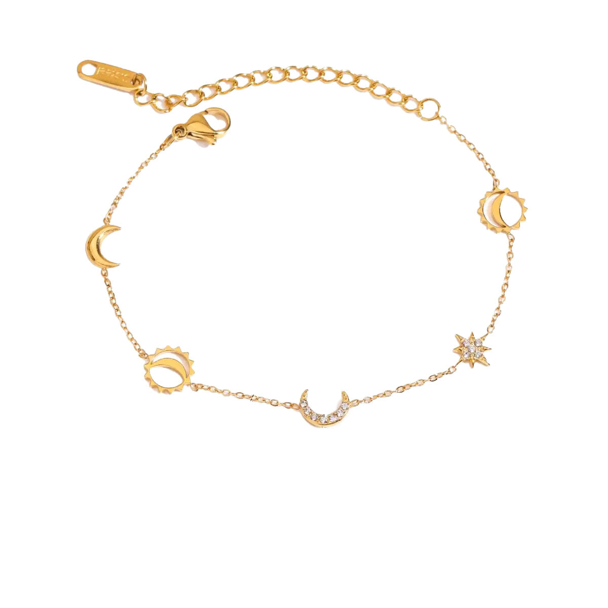 Star & Moon Charms Drop Bracelet