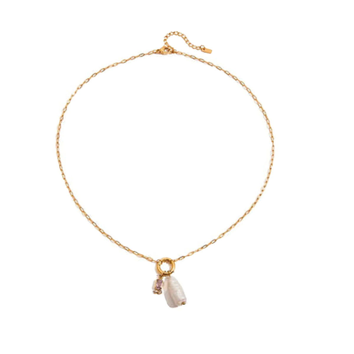 Natural Pearls And Color Zirconia Pendant Necklace
