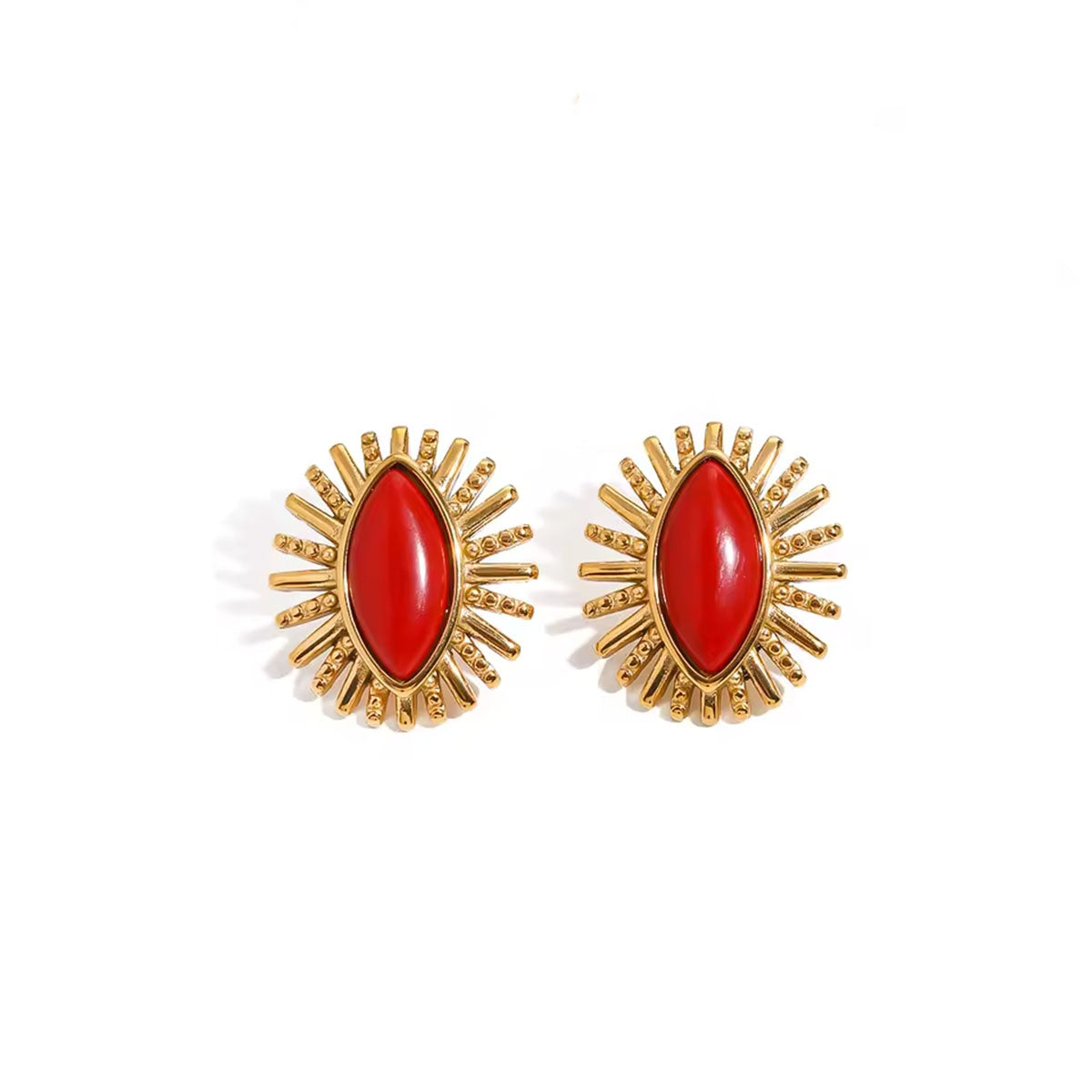 Vintage Oval Agate Stone Earrings