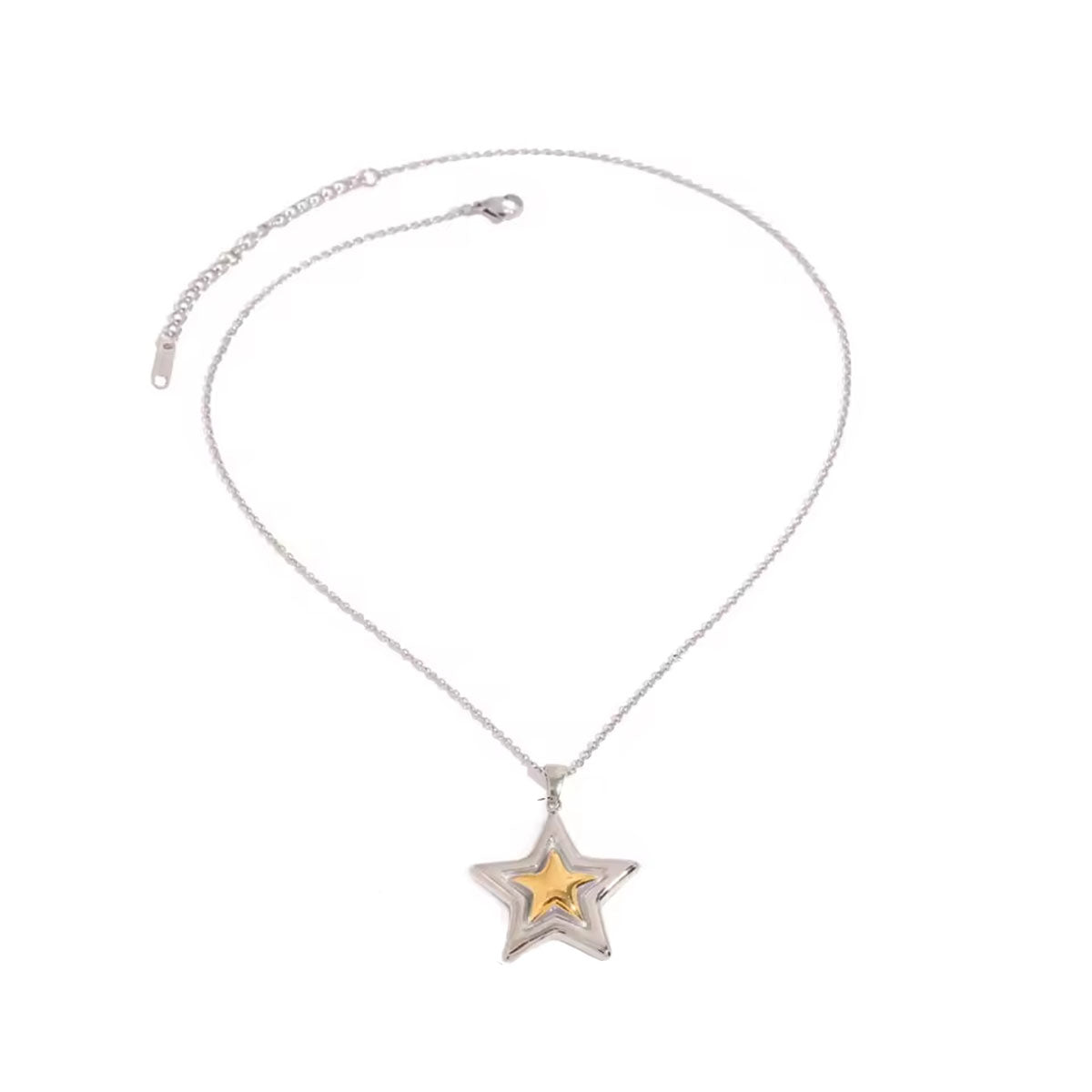 Minimalist Two Color Smooth Star Pendant Necklace