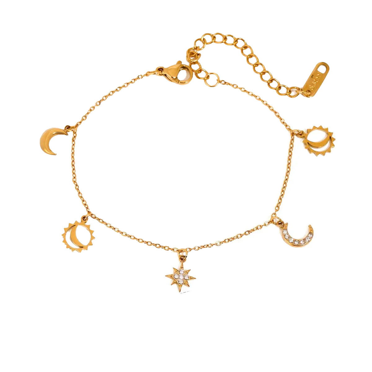 Star & Moon Charms Drop Bracelet